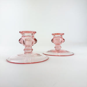 Pink Glass Candlestick Holdee