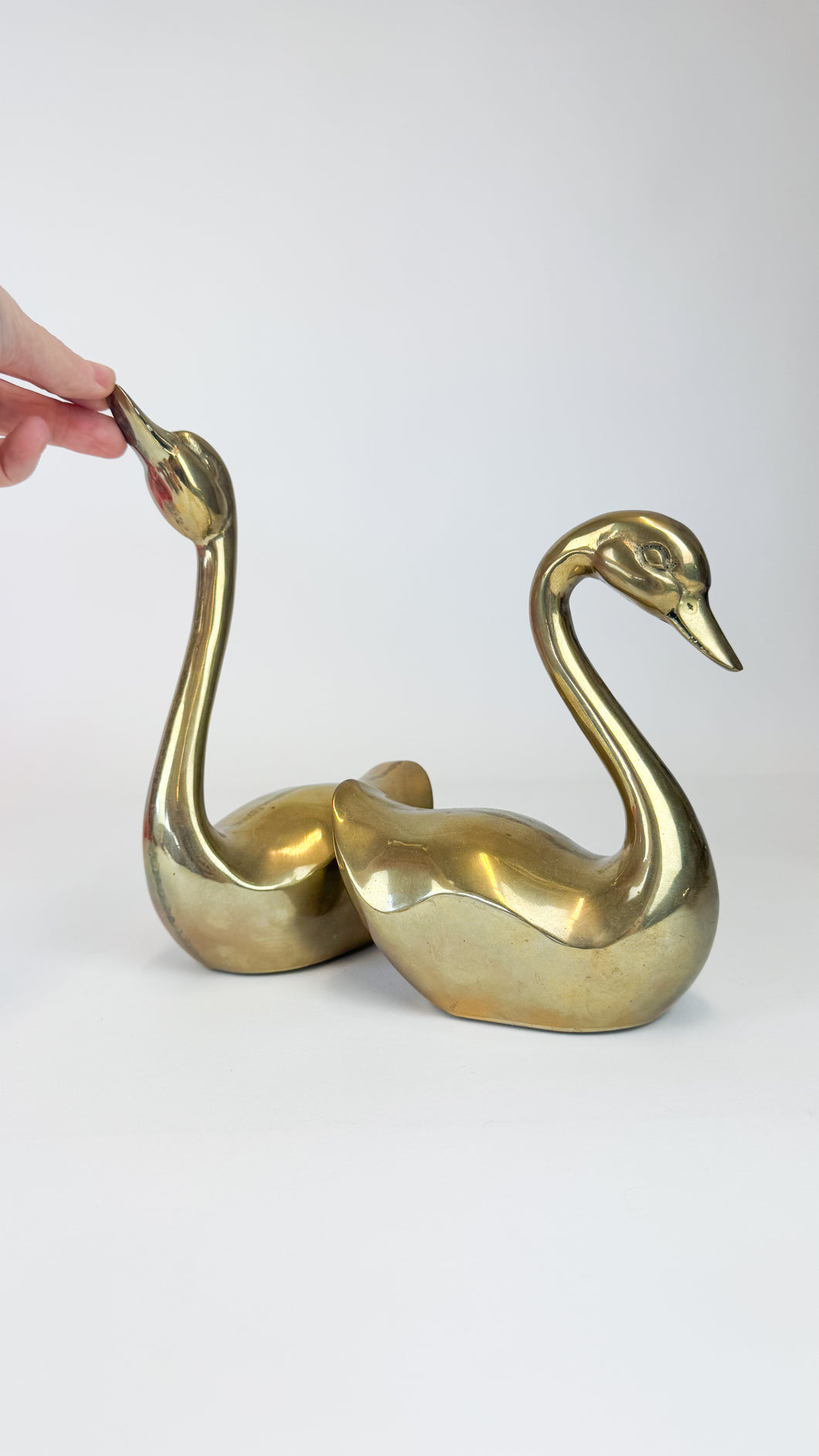 Pair of Brass Swans