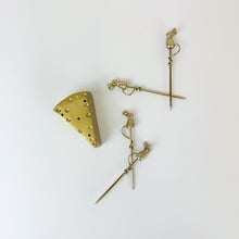 Load image into Gallery viewer, Brass Cheese and Mouse Olive Picks
