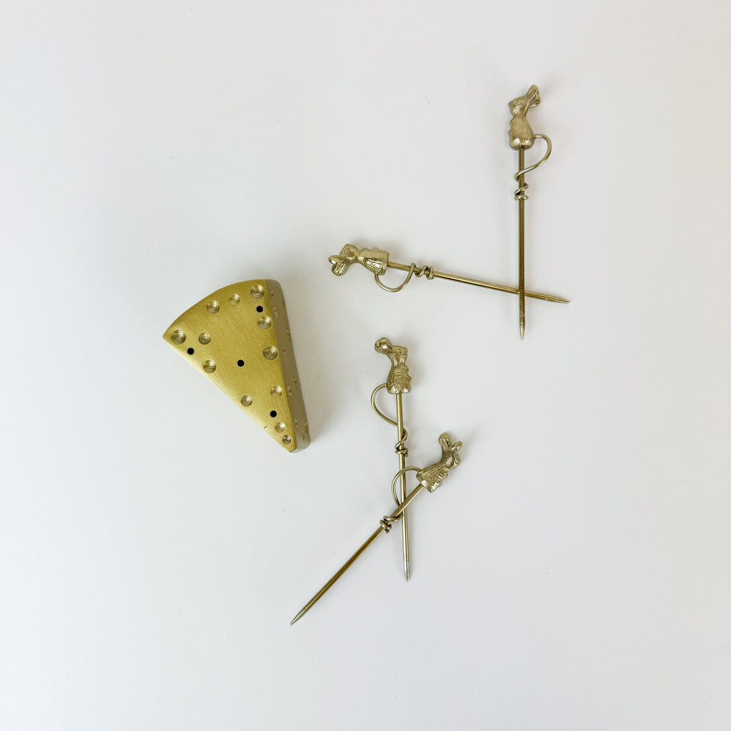 Brass Cheese and Mouse Olive Picks