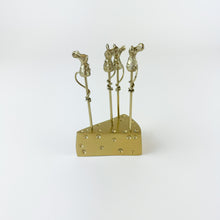 Load image into Gallery viewer, Brass Cheese and Mouse Olive Picks
