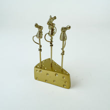Load image into Gallery viewer, Brass Cheese and Mouse Olive Picks
