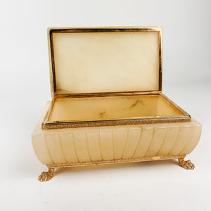 Genuine Alabaster Footed Stash Box