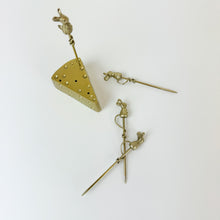 Load image into Gallery viewer, Brass Cheese and Mouse Olive Picks
