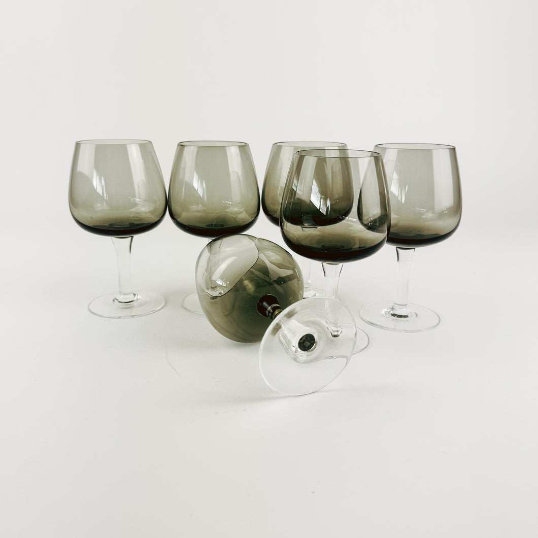 Set of 6 Smoked Port Glasses