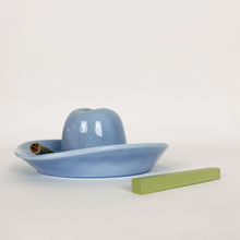 Load image into Gallery viewer, Delphite Blue Milk Glass Cowboy Hat
