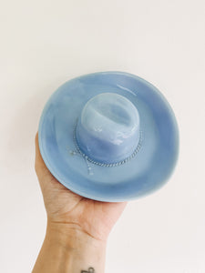 Delphite Blue Milk Glass Cowboy Hat