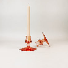 Load image into Gallery viewer, Pair of Pink Glass Candlestick Holders

