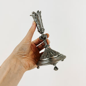 Silver Gothic Candlestick Holder