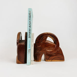 Wooden Rams Head Bookends