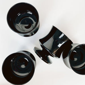 Set of 4 Black glass Snuffers