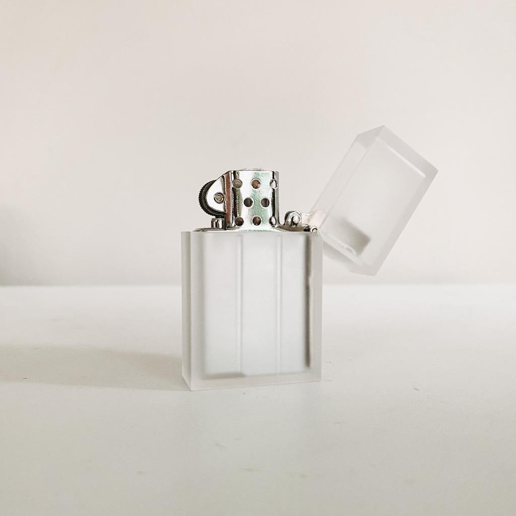 Frosted White Hard Edge Refillable Lighter