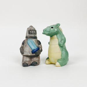 Ceramic Dragon and Slayer Salt and Pepper Shakers