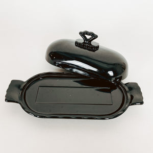 Black Glass Butter Dish