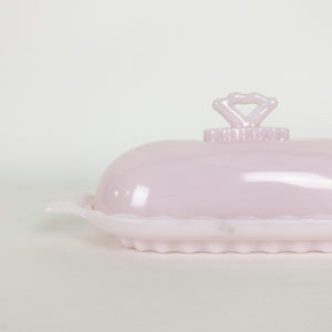 Pink Milk Glass Butter Dish