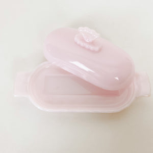 Pink Milk Glass Butter Dish