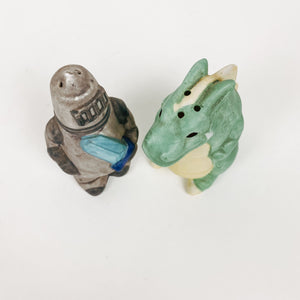 Ceramic Dragon and Slayer Salt and Pepper Shakers