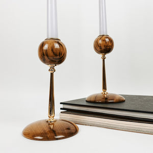 Pair of Myrtlewood Candlestick Holders
