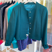 Load image into Gallery viewer, Cropped Green Wool Blazer
