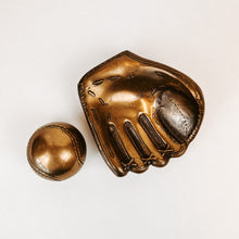 Load image into Gallery viewer, Vintage Brass Baseball and Glove
