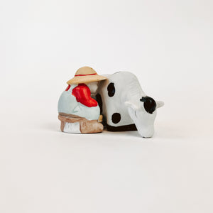Farmer and Cow Salt and Pepper Shakers