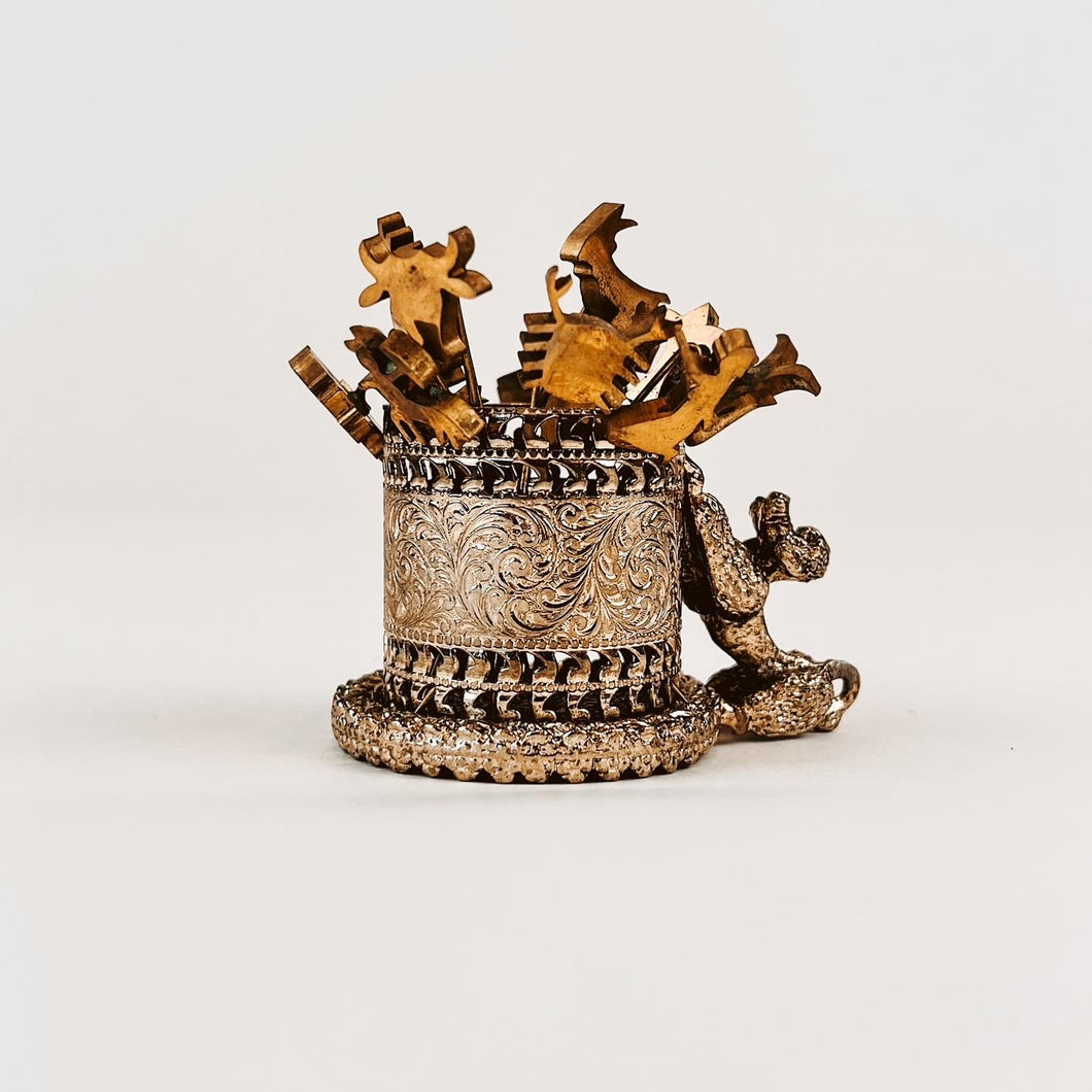 Victorian Metal Poodle Candlestick Holder