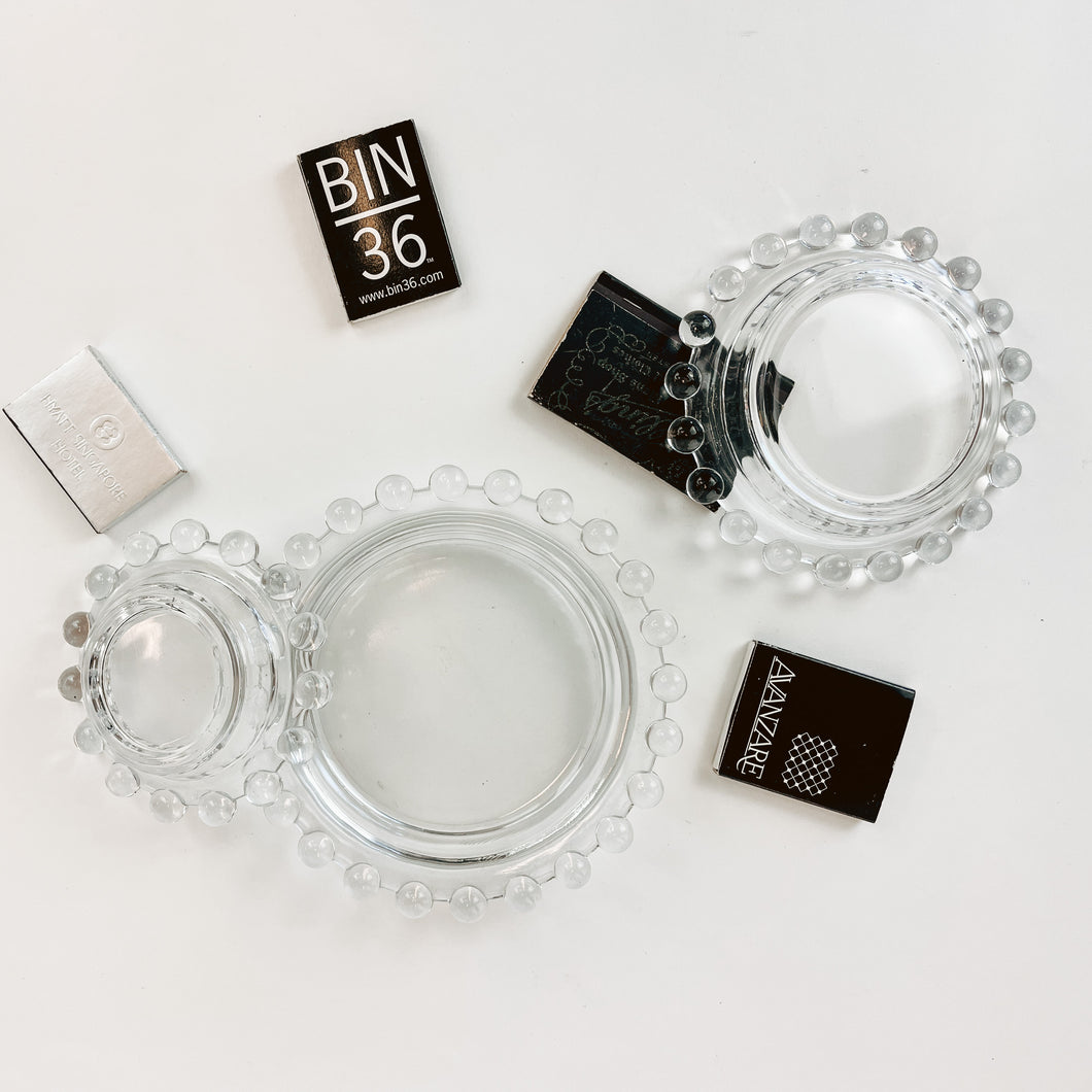 3 Piece Candlewick Ashtray Set