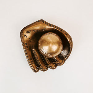 Vintage Brass Baseball and Glove