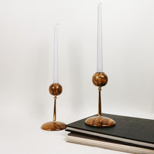 Load image into Gallery viewer, Pair of Myrtlewood Candlestick Holders
